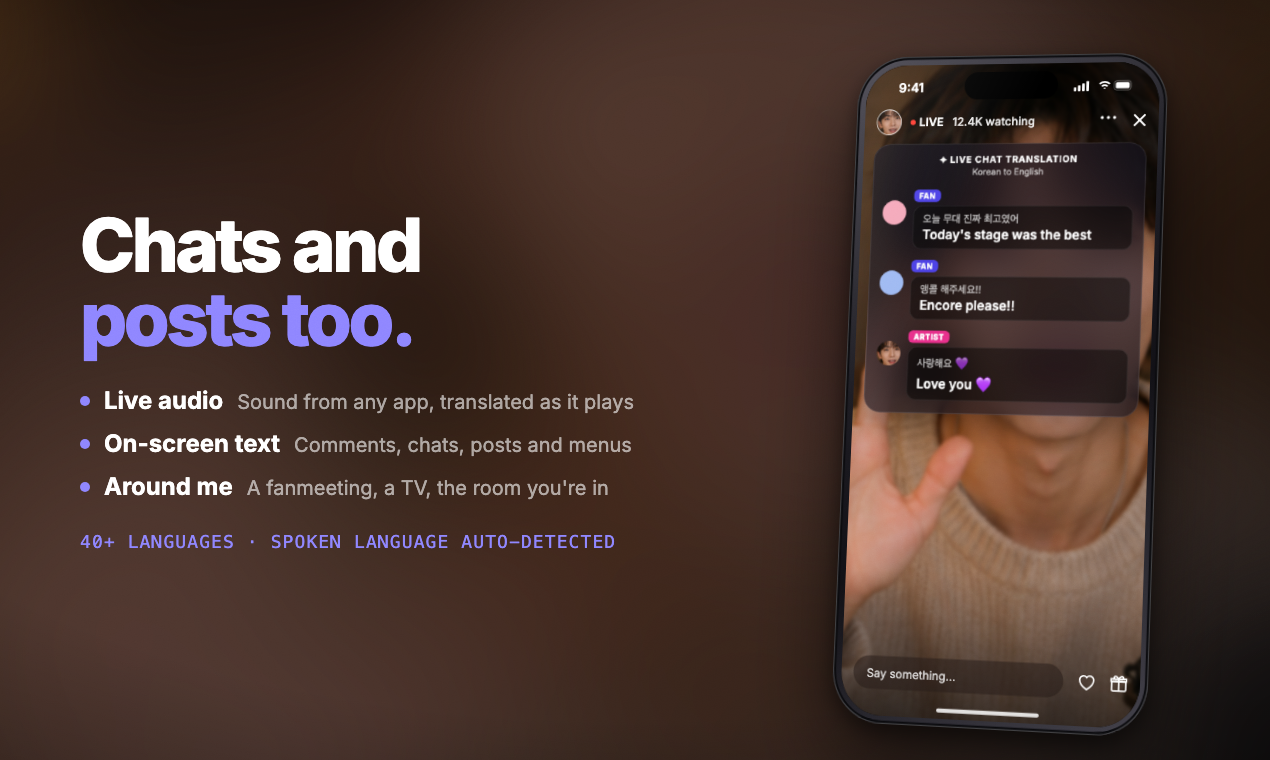 Echo translating live chat and on-screen text